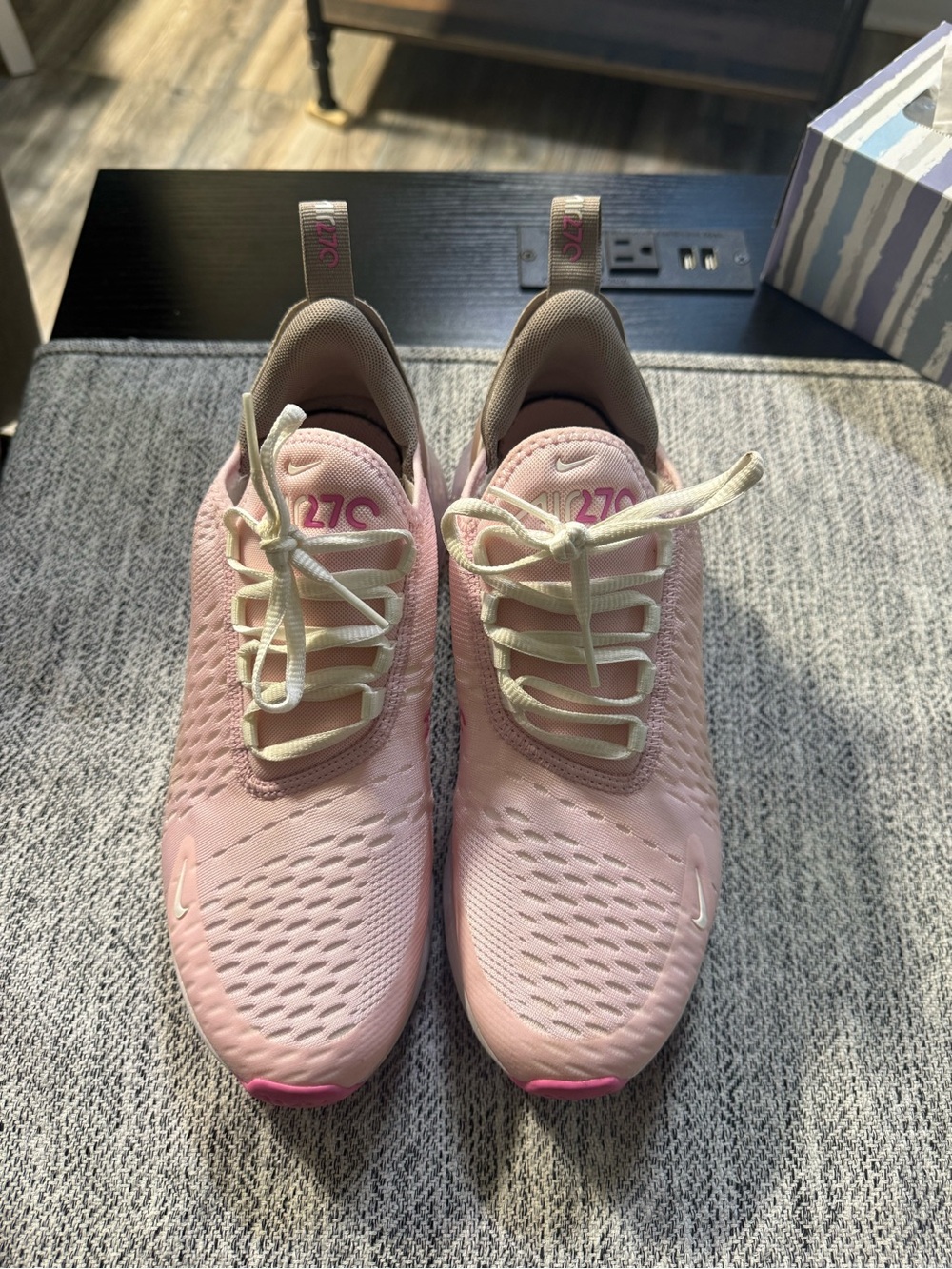 Nike Women’s Air Max 270 Pink and White Athletic Sneakers